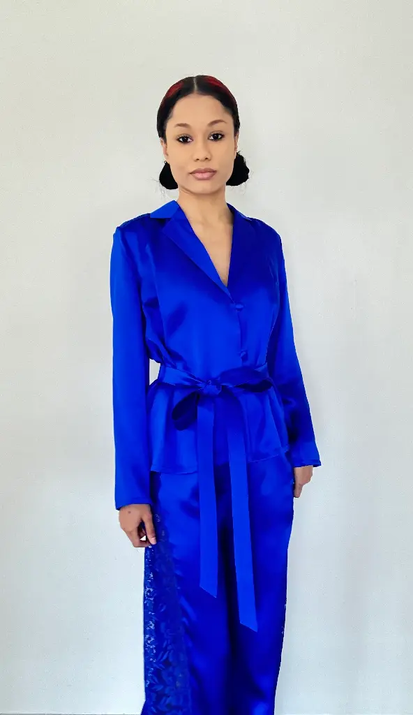 Pyjama en soie Bleu Royal