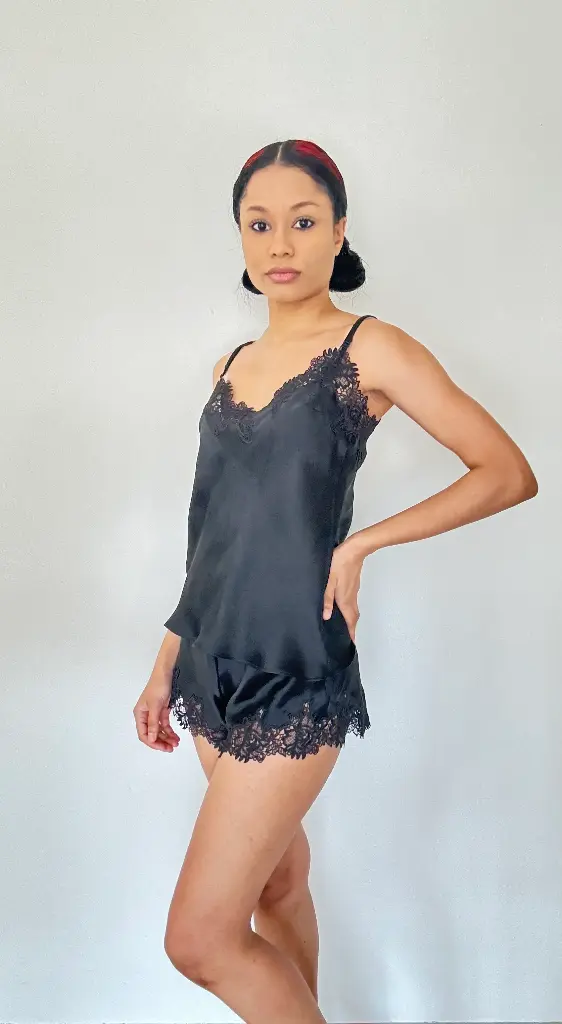 Pyjama en soie Noire