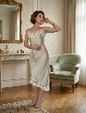 Nuisette/Robe en soie Beige