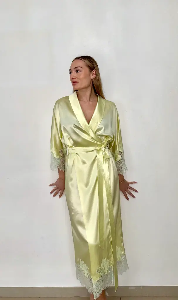 Kimono en soie Citron vert