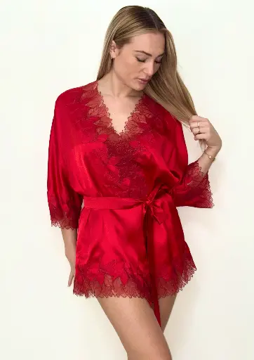 [SR75-8725/2] Kimono  en soie rouge