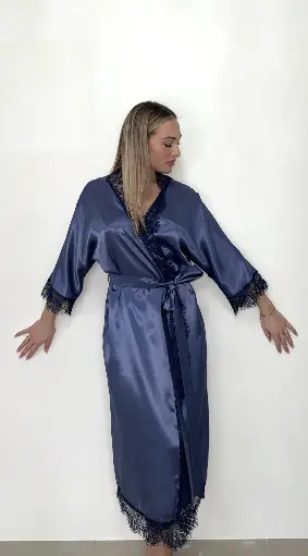 Kimono en soie Bleu violet