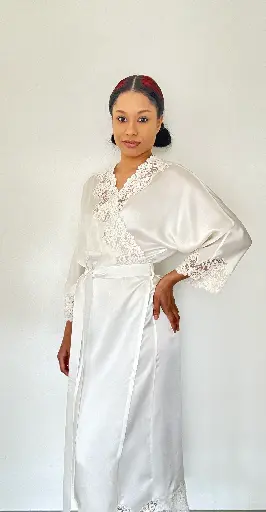 Kimono en soie Blanc